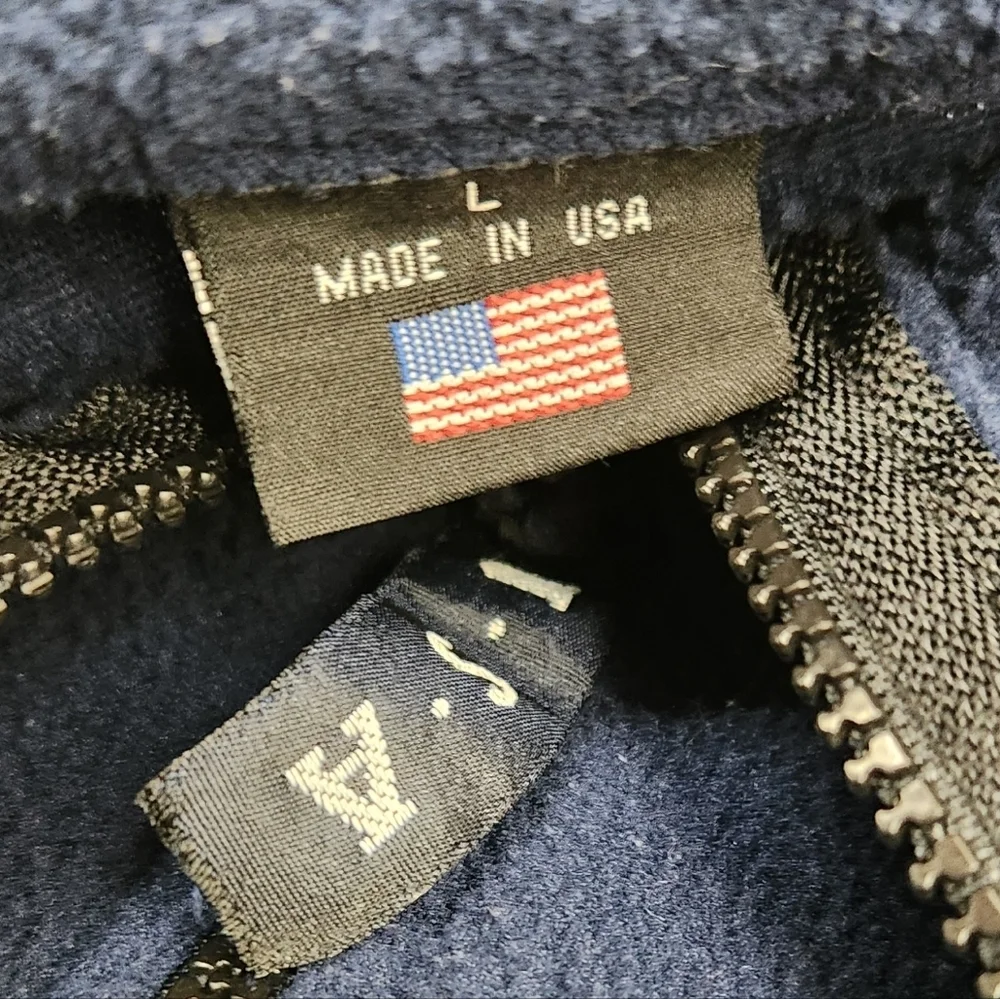Vintage USA Olympic Navy Blue  Zip Up Fleece Jacket. Made in USA Large